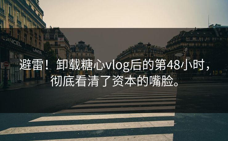 避雷！卸载<strong>糖心vlog</strong>后的第48小时，彻底看清了资本的嘴脸。