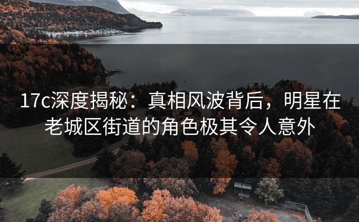 17c深度揭秘：真相风波背后，明星在老城区街道的角色极其令人意外
