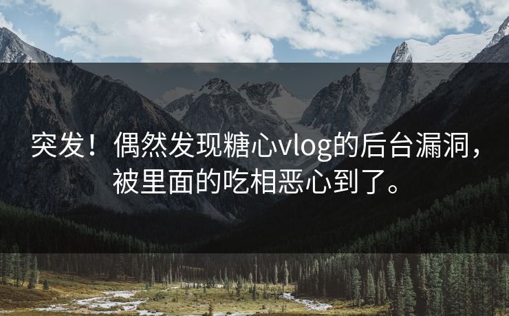 突发！偶然发现<strong>糖心vlog</strong>的后台漏洞，被里面的吃相恶心到了。