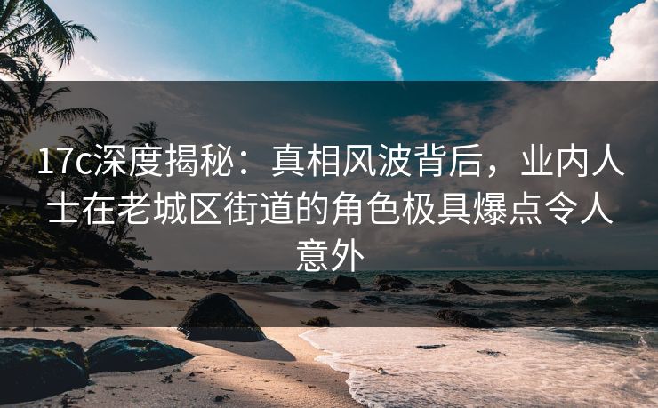 17c深度揭秘：真相风波背后，业内人士在老城区街道的角色极具爆点令人意外