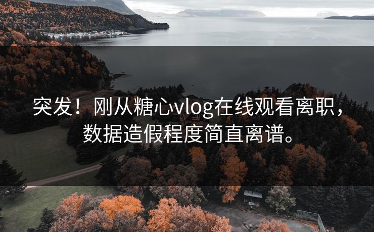突发！刚从糖心vlog在线观看离职，数据造假程度简直离谱。