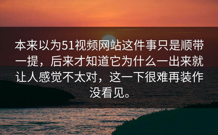 本来以为51视频网站这件事只是顺带一提，后来才知道它为什么一出来就让人感觉不太对，这一下很难再装作没看见。